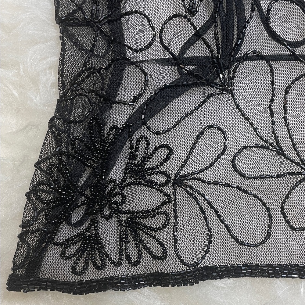 Black Sheer Floral Halter Top - Picture 5 of 12